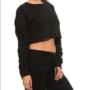 Cut Off, Crop Top Black Sweatshirt